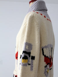 vintage 50s novelty print cowichan sweater