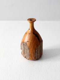 mid century live edge wood vase