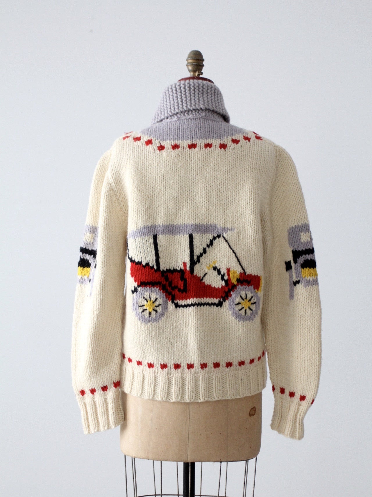 vintage 50s novelty print cowichan sweater