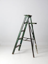 vintage green painted wood ladder