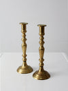 antique brass candlestick holders pair