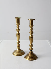 antique brass candlestick holders pair