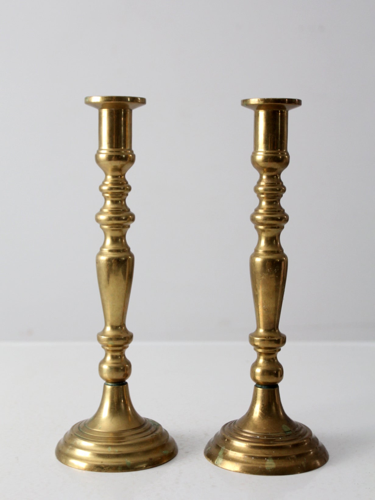 antique brass candlestick holders pair – 86 Vintage