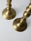 antique brass candlestick holders pair