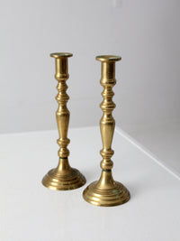 antique brass candlestick holders pair