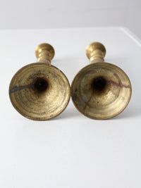 antique brass candlestick holders pair