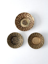 mid century brass decorative plates set 3