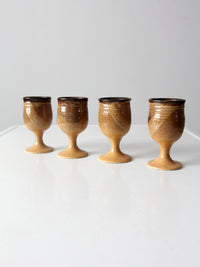 vintage studio pottery chalices set of 4