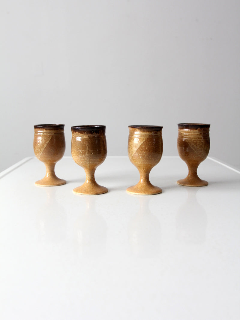 vintage studio pottery chalices set of 4
