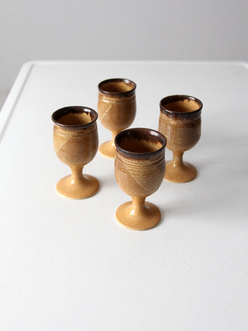 vintage studio pottery chalices set of 4