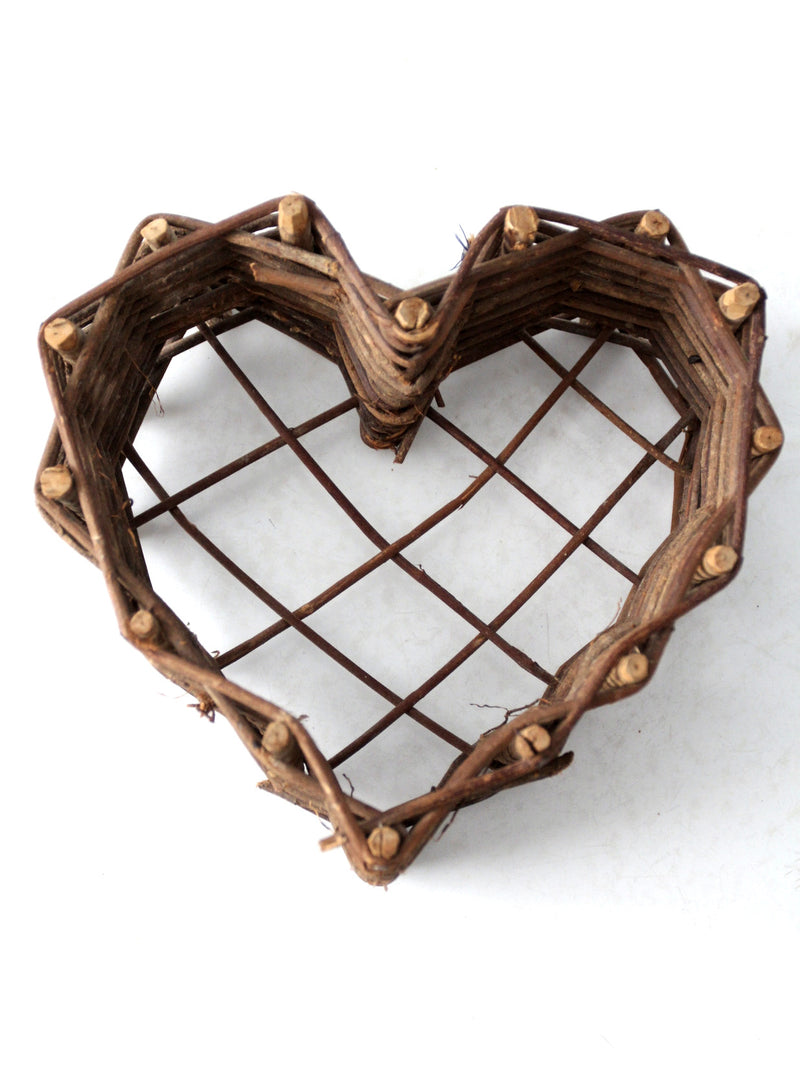 vintage twig heart basket