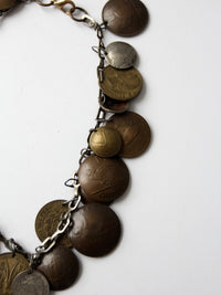 vintage world coin necklace