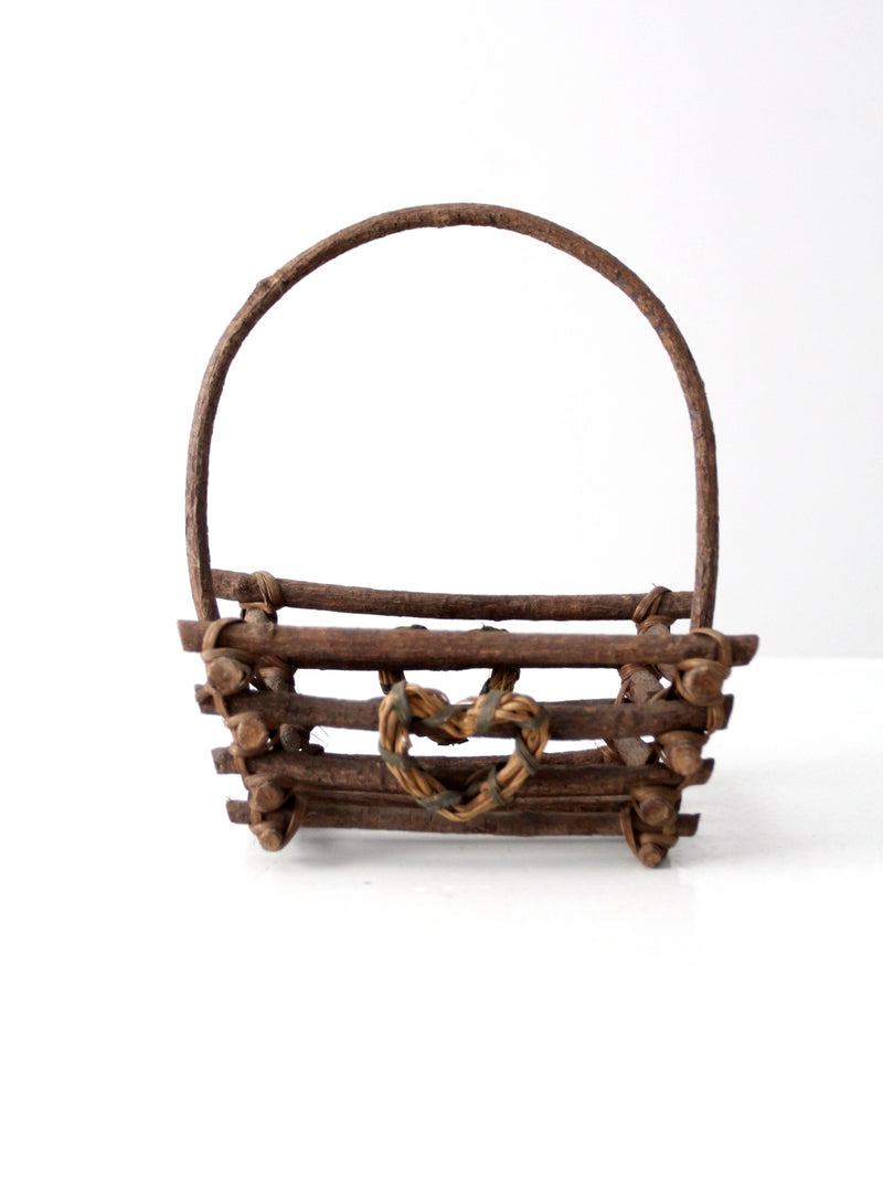 vintage rustic twig basket with heart