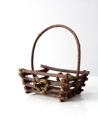 vintage rustic twig basket with heart