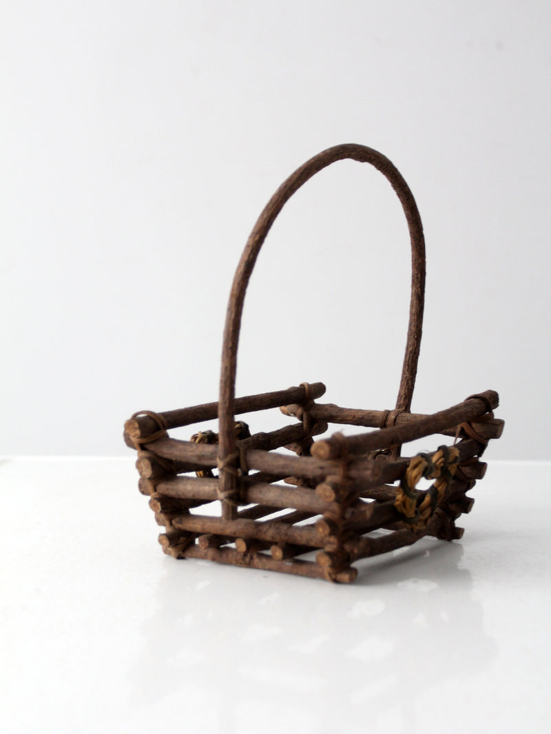 vintage rustic twig basket with heart