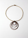 vintage 70s mixed metal collar necklace with pendant.