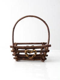 vintage rustic twig basket with heart