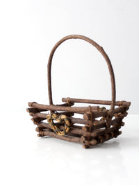 vintage rustic twig basket with heart