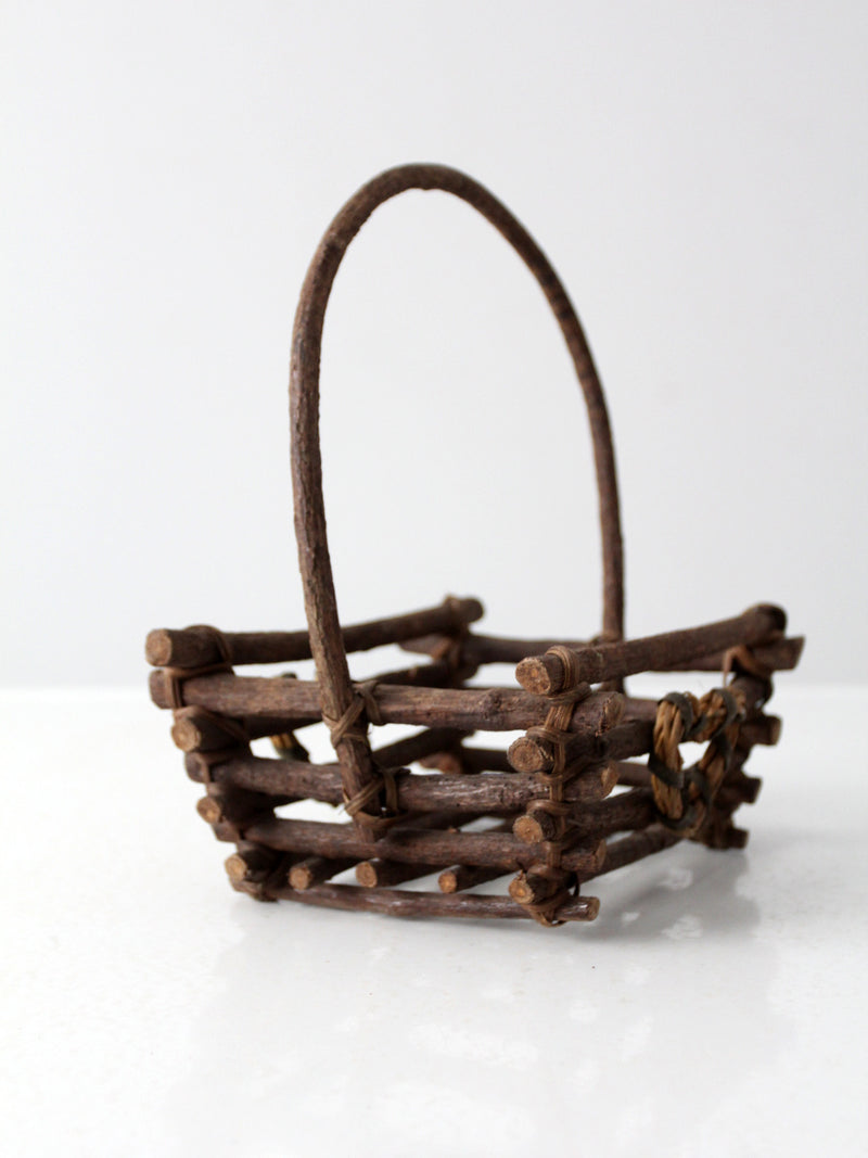 vintage rustic twig basket with heart