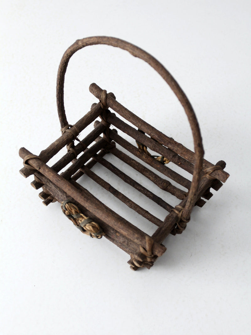 vintage rustic twig basket with heart