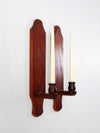 vintage wood candlestick wall sconces pair