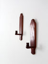 vintage wood candlestick wall sconces pair