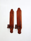 vintage wood candlestick wall sconces pair