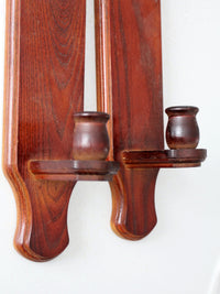 vintage wood candlestick wall sconces pair