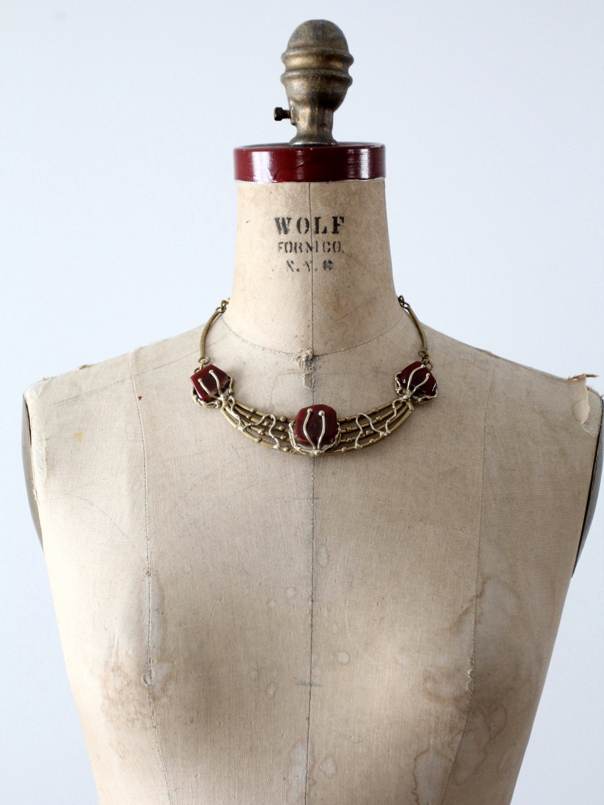 vintage 60s brutalist necklace with stone insets