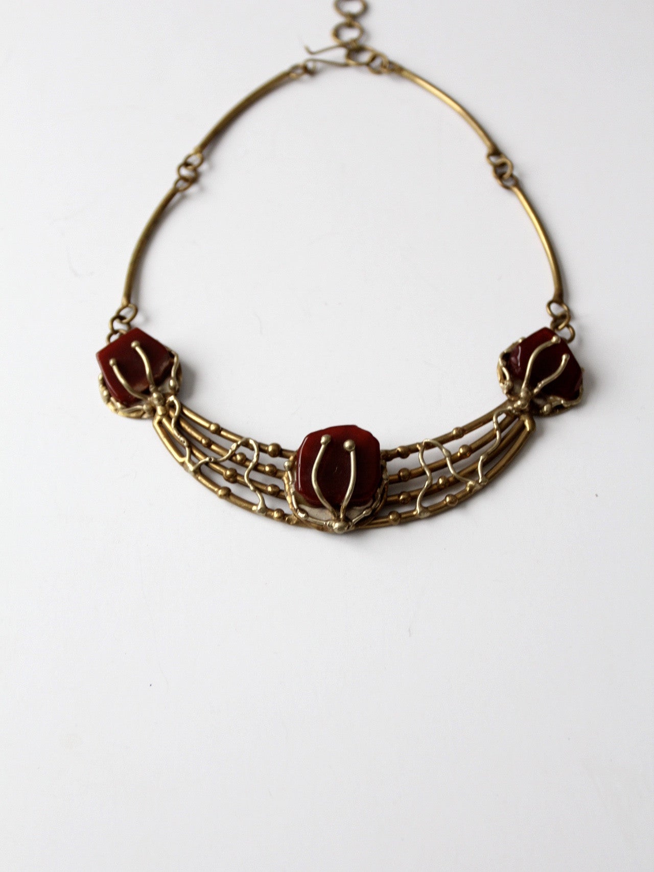 vintage 60s brutalist necklace with stone insets