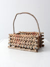 vintage Adirondack style twig basket with bow