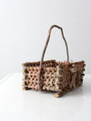 vintage Adirondack style twig basket with bow