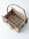 vintage Adirondack style twig basket with bow