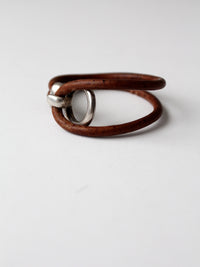 vintage 70s leather and silver bracelet