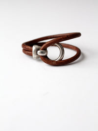 vintage 70s leather and silver bracelet