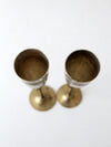 vintage brass and silver plate champagne flutes pair