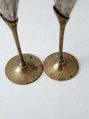 vintage brass and silver plate champagne flutes pair