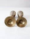 vintage brass and silver plate champagne flutes pair