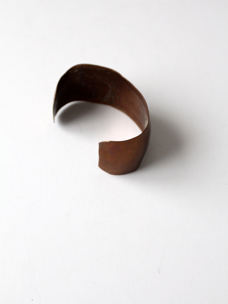 vintage Mexican copper cuff with brass sun pyramid