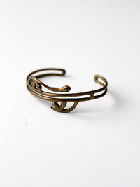 vintage brutalist brass cuff bracelet