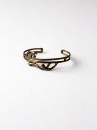 vintage brutalist brass cuff bracelet