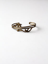 vintage brutalist brass cuff bracelet
