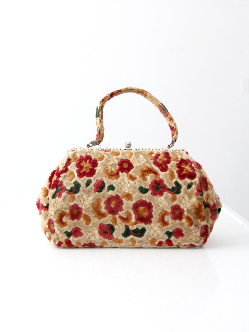 vintage 60's floral carpet bag