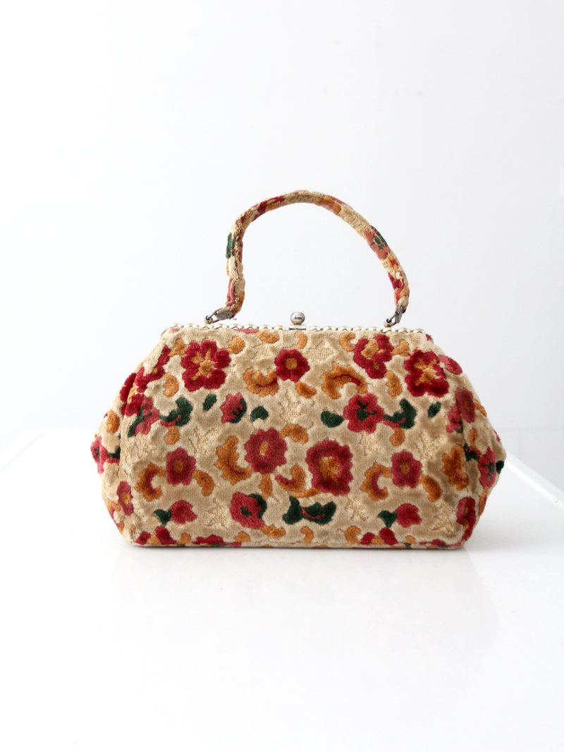 vintage 60's floral carpet bag