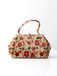 vintage 60's floral carpet bag