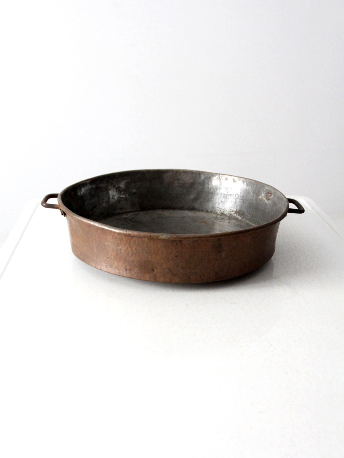 antique hammered copper pan