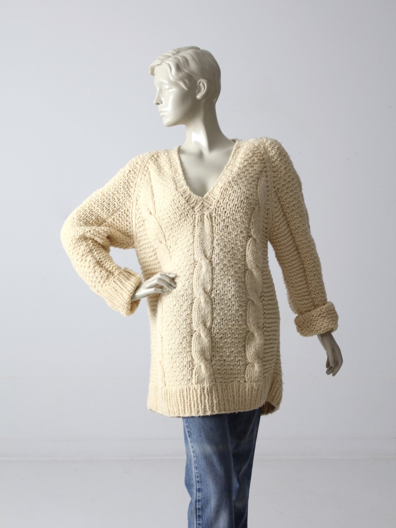 vintage 80s oversize v-neck sweater – 86 Vintage