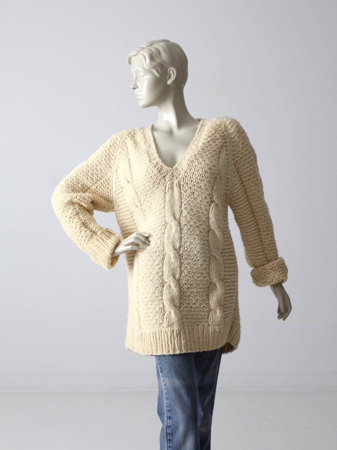 vintage 80s oversize v-neck sweater