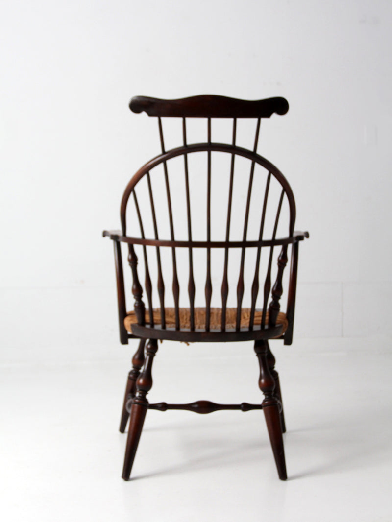 antique Windsor arm chair with rush seat