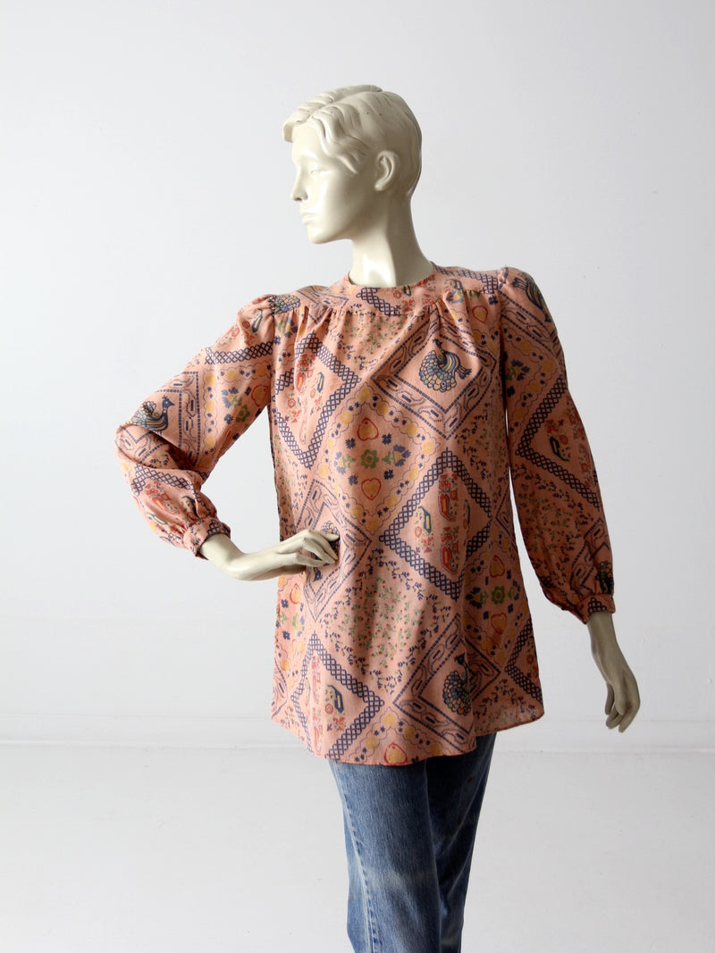 vintage 70s boho print blouse